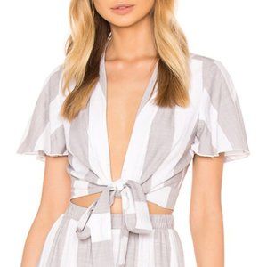 Show Me Your Mumu Arie Tie Crop Grey Bengal Stripe Flux Small